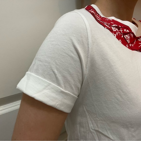 Kate Spade bandana scarf graphic T-shirt white & red Small - Picture 5 of 11
